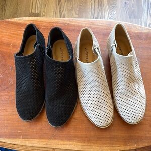 Lucky Brand Breeza Black and Tan Ankle Boots